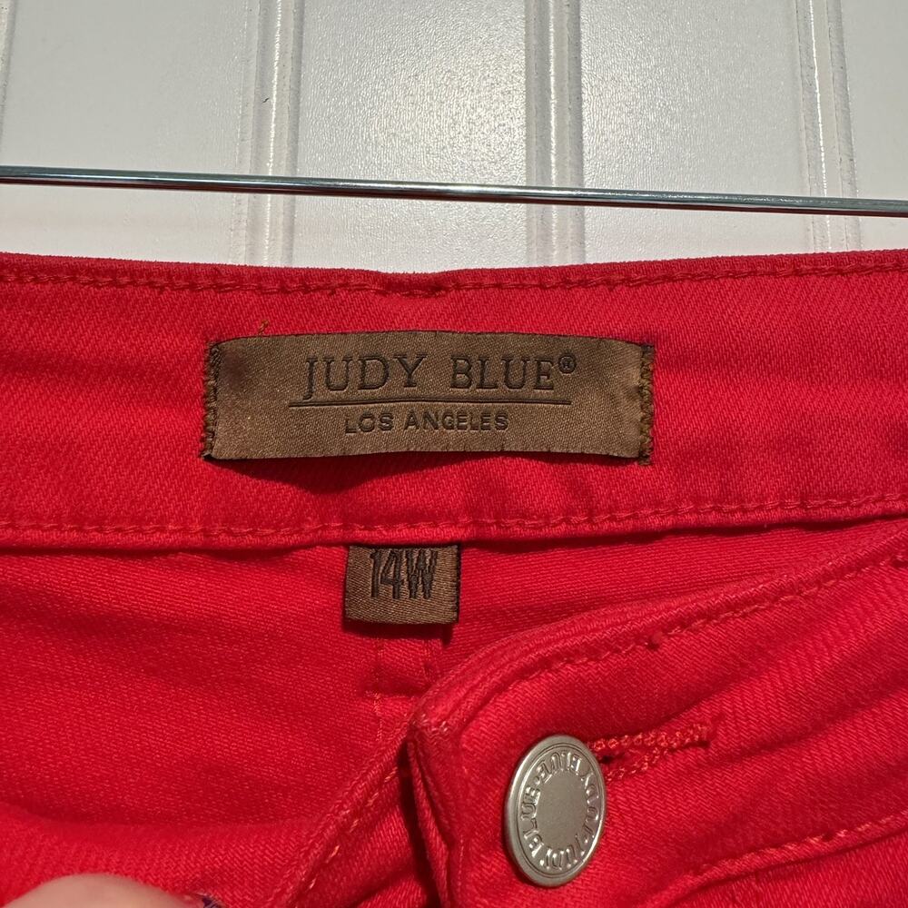 Judy Blue Garment Dyed 90s Straight Denim Jeans Red Size 14W - Picture 4 of 7
